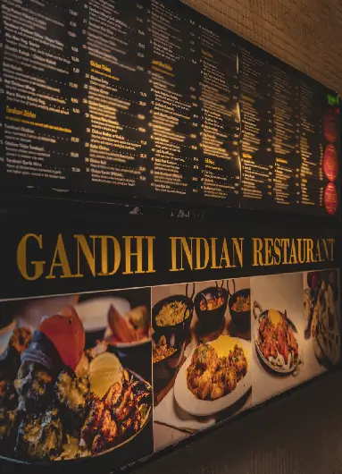 Menu Indian Restaurant Gandhi